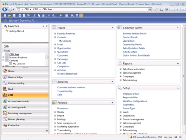Interfaz de usuario de Dynamics AX 2009
