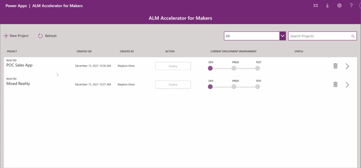 Figure 1 – ALM Accelerator for Makers App