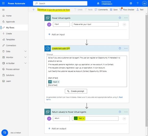 Fig 2: Example of context and conditions added to the original customer request for better intent classification.